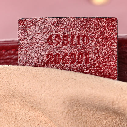 Gucci Vintage Effect Calfskin Matelasse Diagonal Small Torchon GG Marmont Top Handle Shoulder Bag Black Romantic Cherry 7 of 9