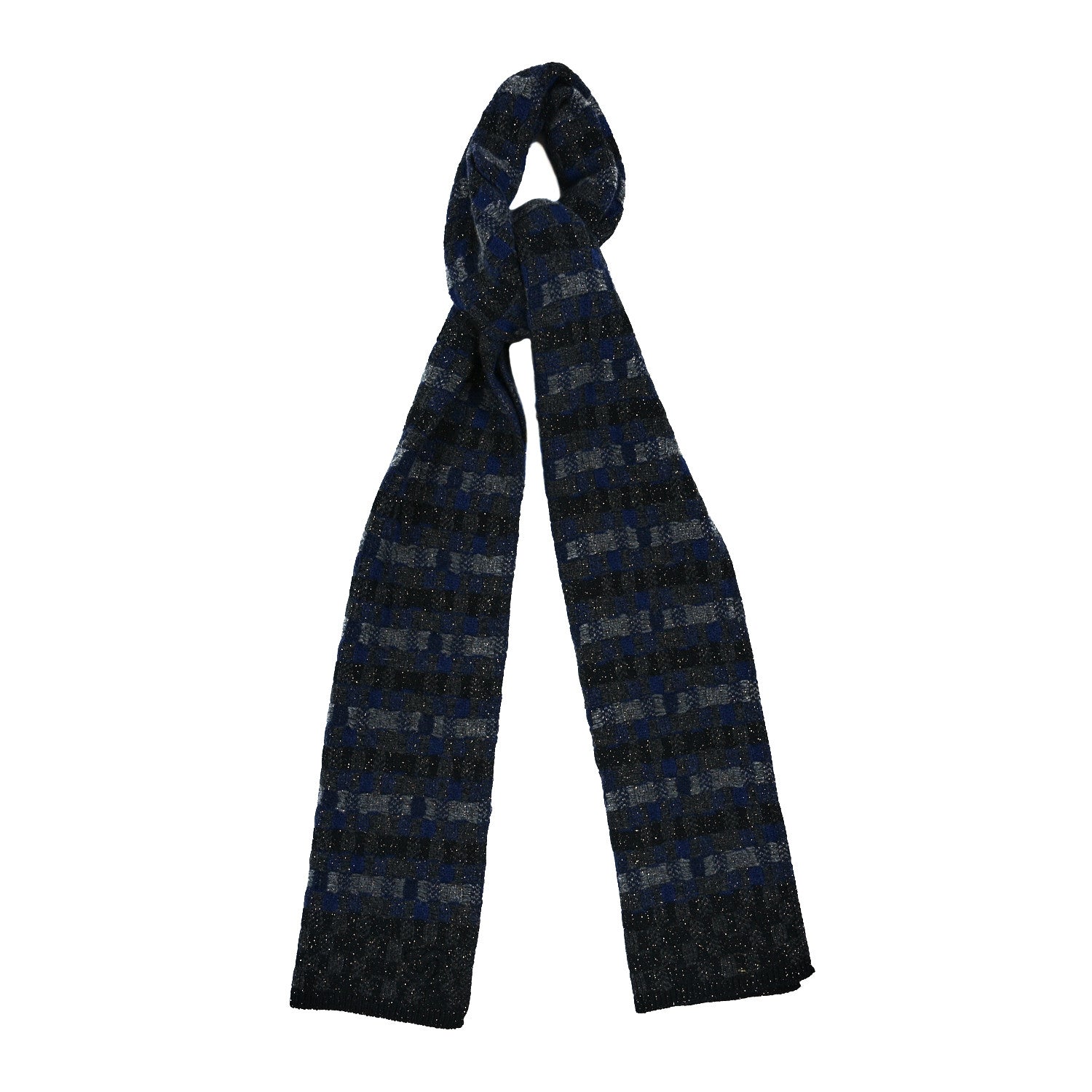 Chanel Cashmere Knit CC Scarf Grey Blue 1 of 3