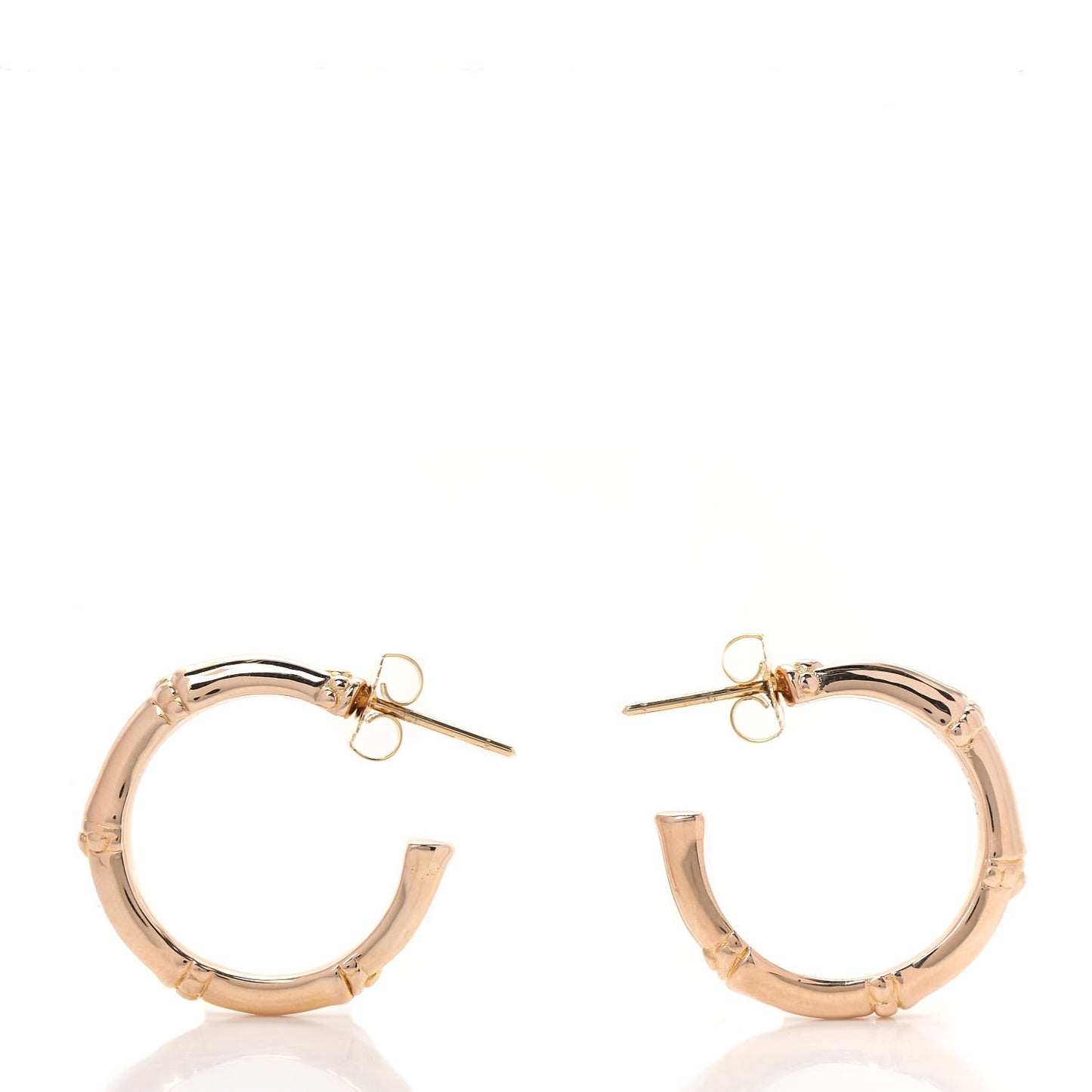18K Yellow Gold Small Bamboo Hoop Earrings