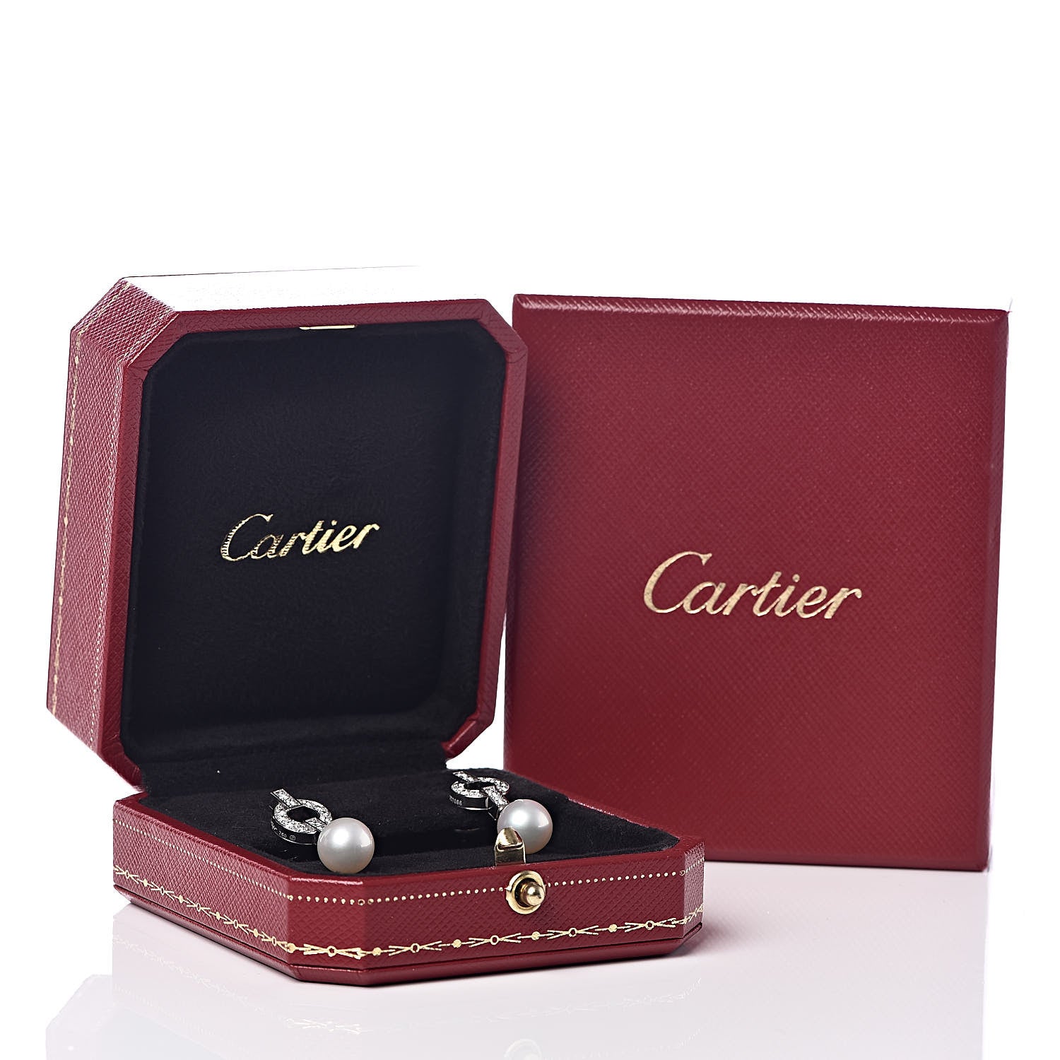 Cartier 18K White Gold Diamond Akoya Pearl 9mm Himalia Earrings 6 of 6