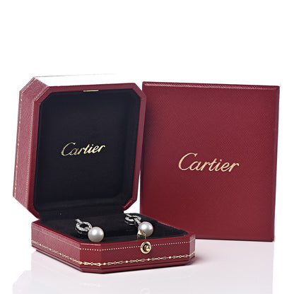 Cartier 18K White Gold Diamond Akoya Pearl 9mm Himalia Earrings 6 of 6