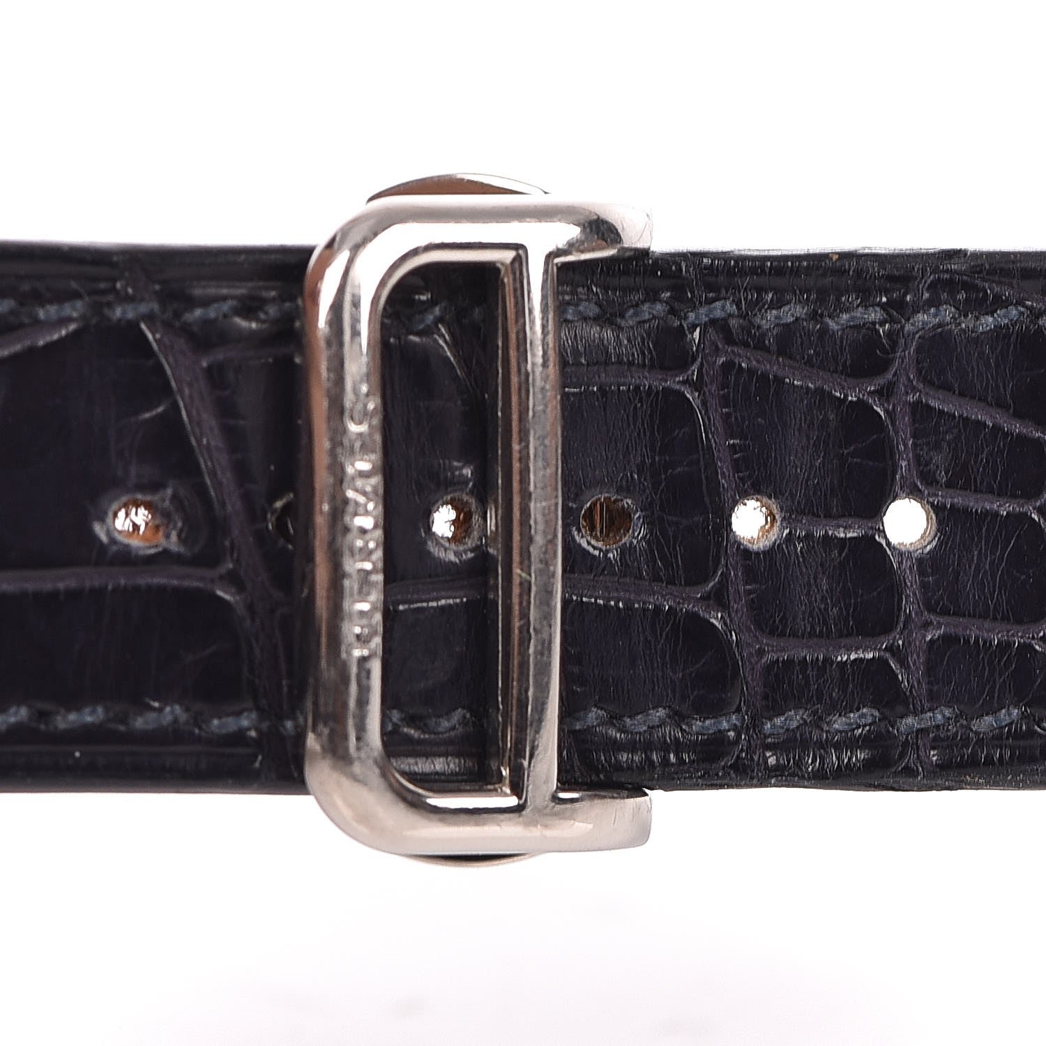 Hermes 18K White Gold Alligator 40.5mm Dressage Annual Calendar Automatic Watch Bleu Obscur 10 of 11