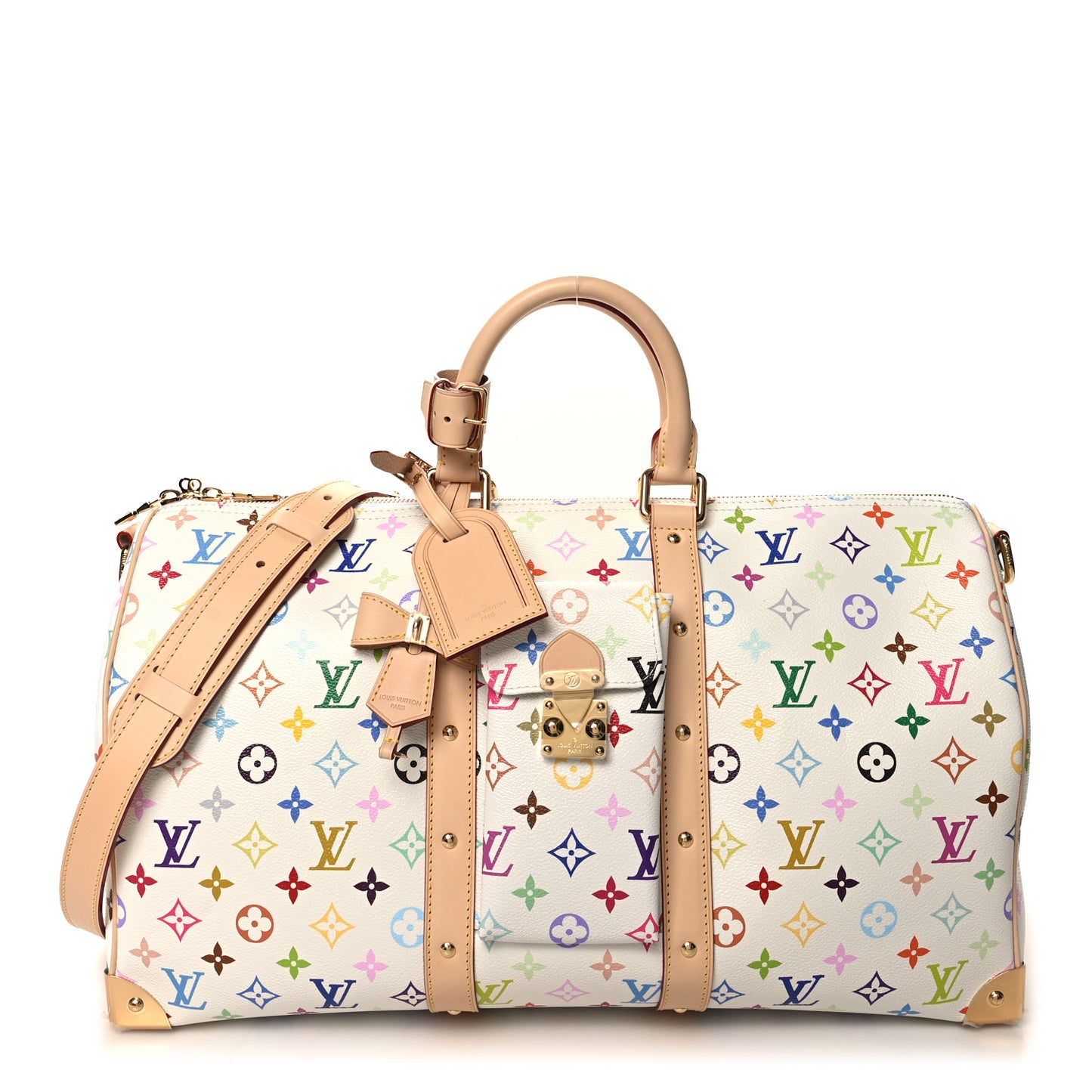 LV X TM Monogram Multicolor Keepall Bandouliere 45 White
