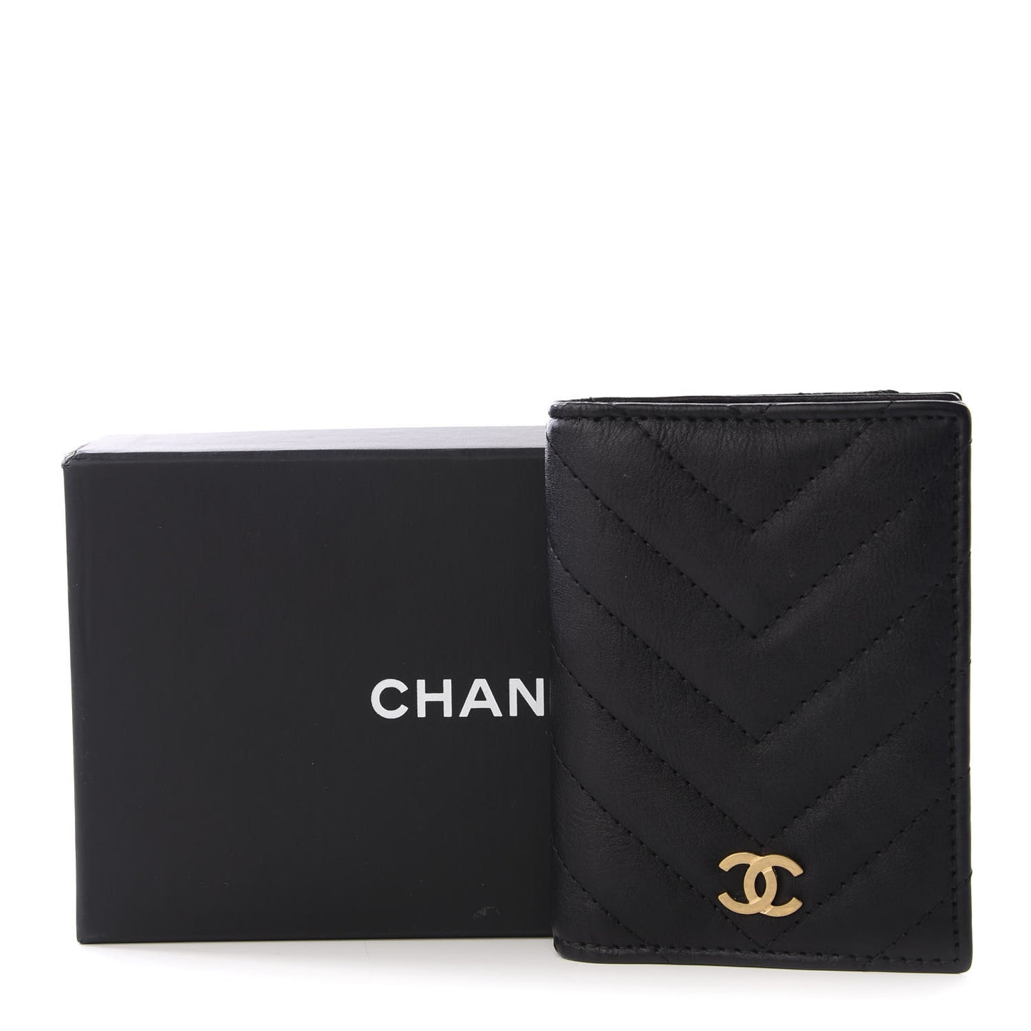 Sheepskin Chevron Card Holder Wallet Black