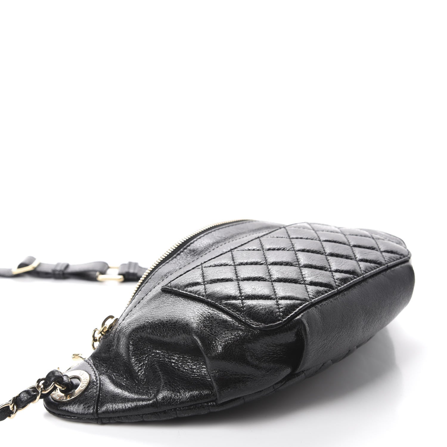 Chanel Crumpled Glazed Lambskin Quilted Waist Bag Fanny Pack Black 4 of 10