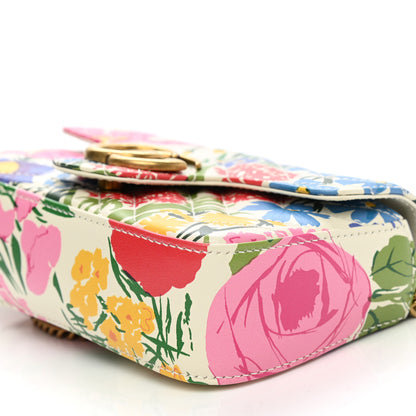 Gucci X KEN SCOTT Calfskin Matelasse Floral Print Super Mini GG Marmont Shoulder Bag Ivory Pink 10 of 11