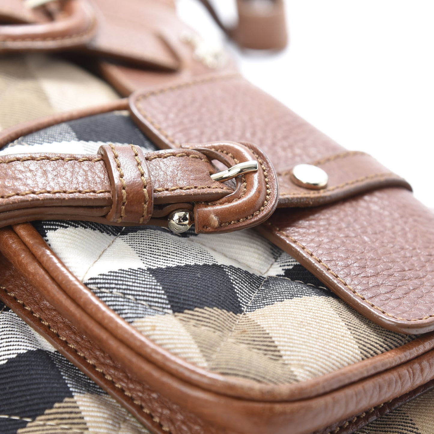 House Check Buckle Bag Dark Tan