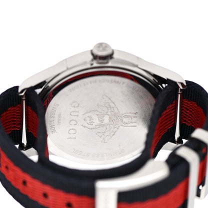 Gucci Stainless Steel Nylon 38mm Le Marche Des Merveilles Snake Quartz Watch Navy 4 of 5