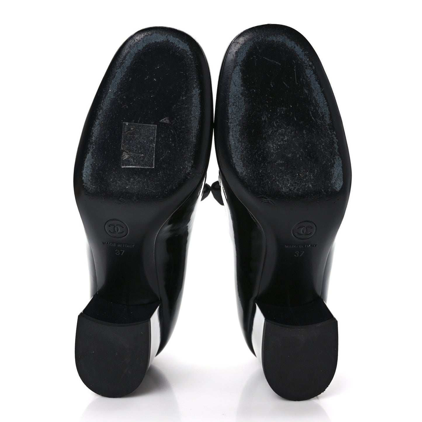 Patent Calfskin Grosgrain Bow Mary Jane Flats 37 Black