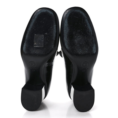 Chanel Patent Calfskin Grosgrain Bow Mary Jane Flats 37 Black 5 of 9