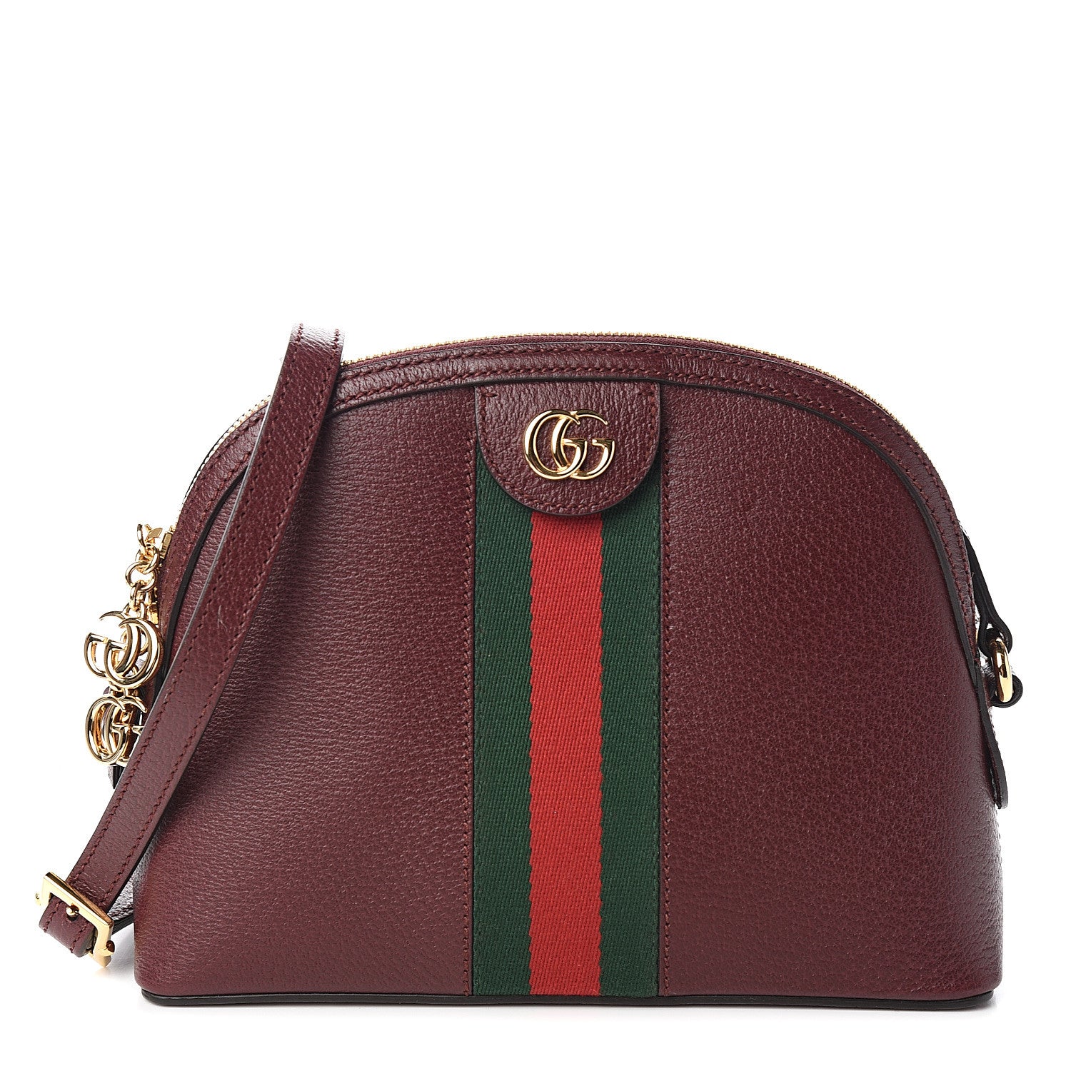 Gucci Textured Calfskin Web Small Ophidia Dome Shoulder Bag Vintage Bordeaux 1 of 9