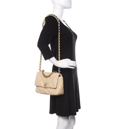 Chanel Lambskin Quilted Medium 19 Flap Beige 2 of 10