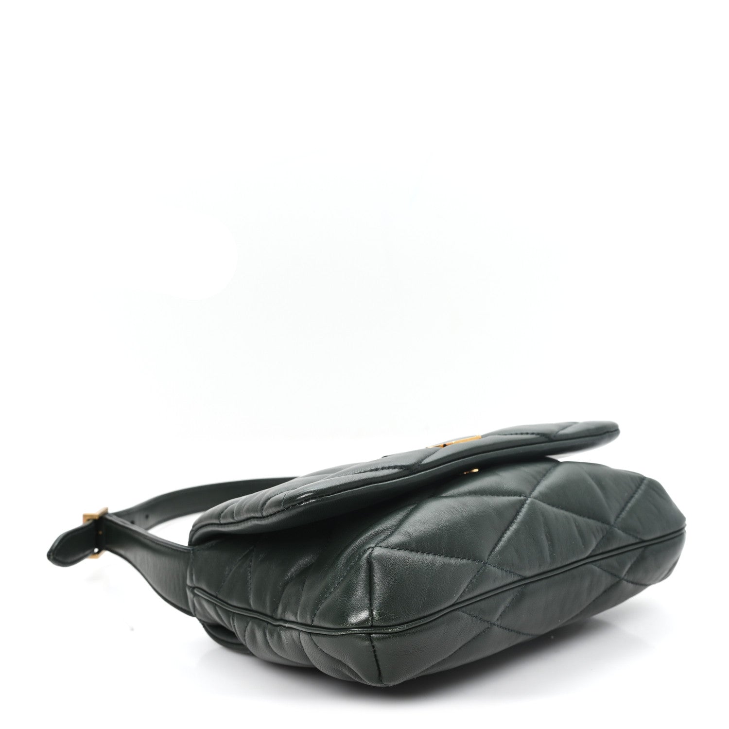 Saint Laurent Lambskin Quilted Le 57 Diamond Shoulder Bag Vert Fonce 4 of 11