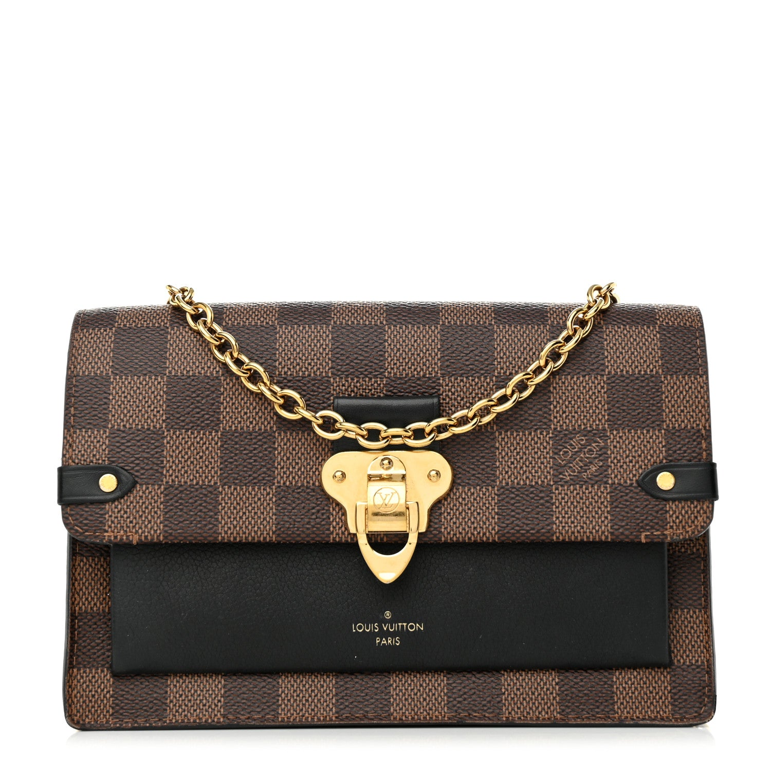 Louis Vuitton Damier Ebene Vavin Chain Wallet Black 1 of 10