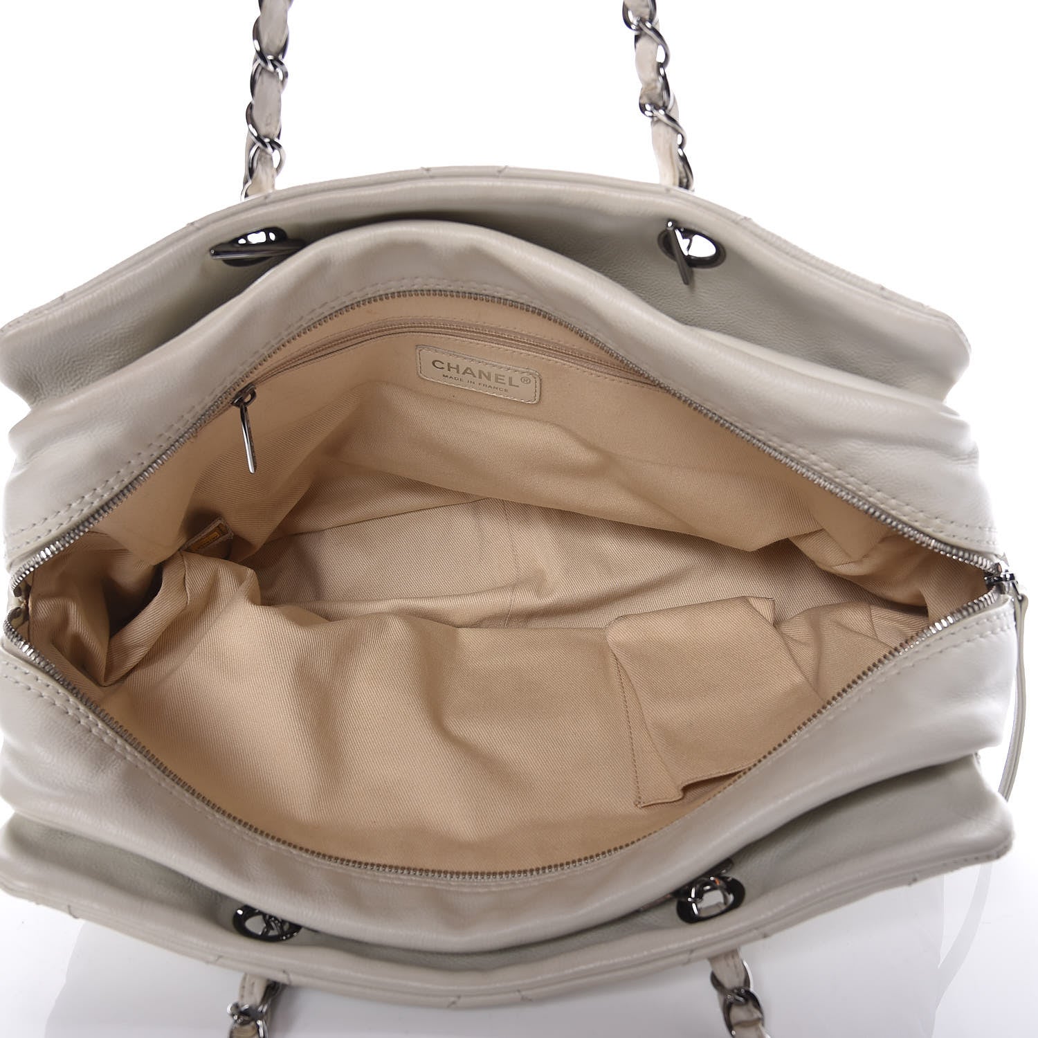 Chanel Calfskin Large Diamond Stitch Tote White 5 of 17