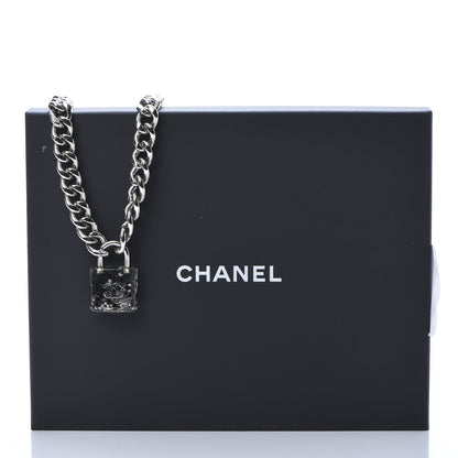 Chanel Resin CC Oversized Padlock Chain Necklace Silver Pearly White 6 of 6