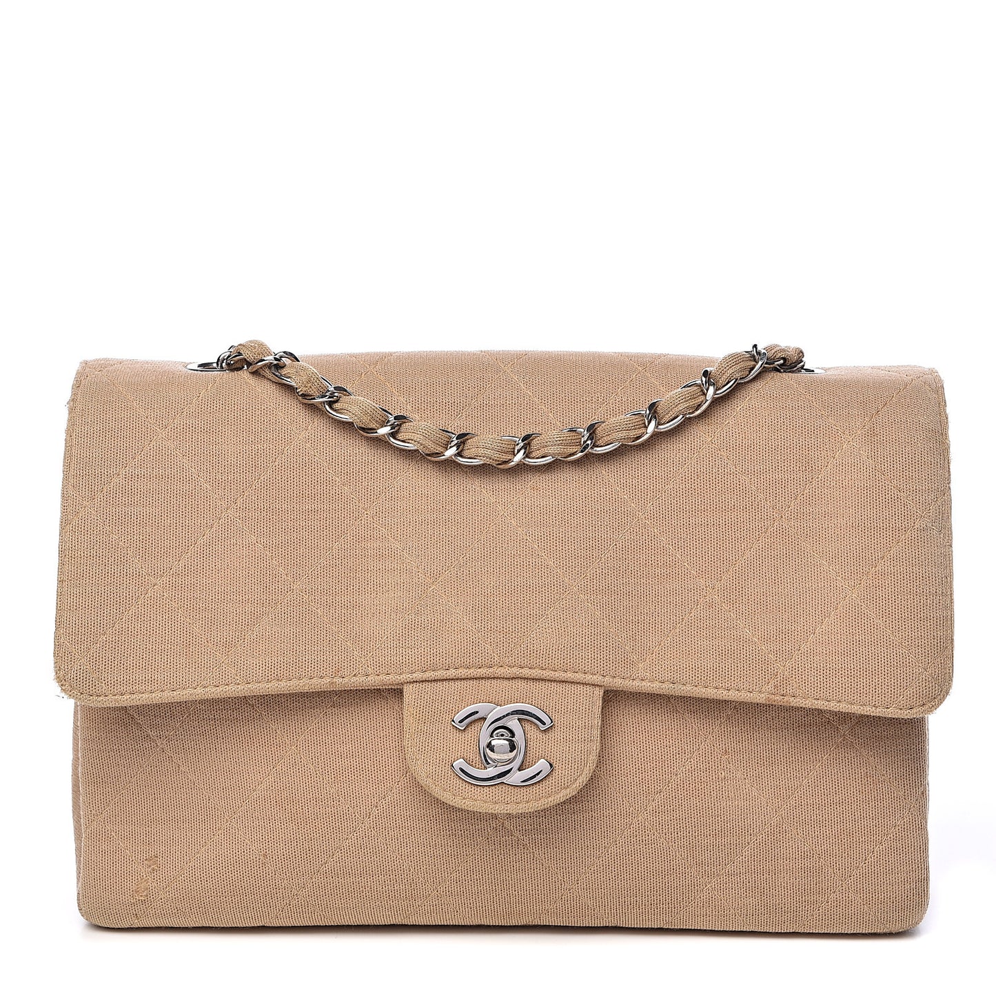 Jersey Quilted Jumbo Single Flap Beige