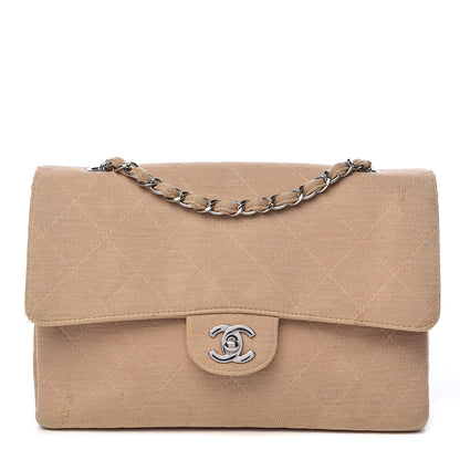 Chanel Jersey Quilted Jumbo Single Flap Beige 1 of 15