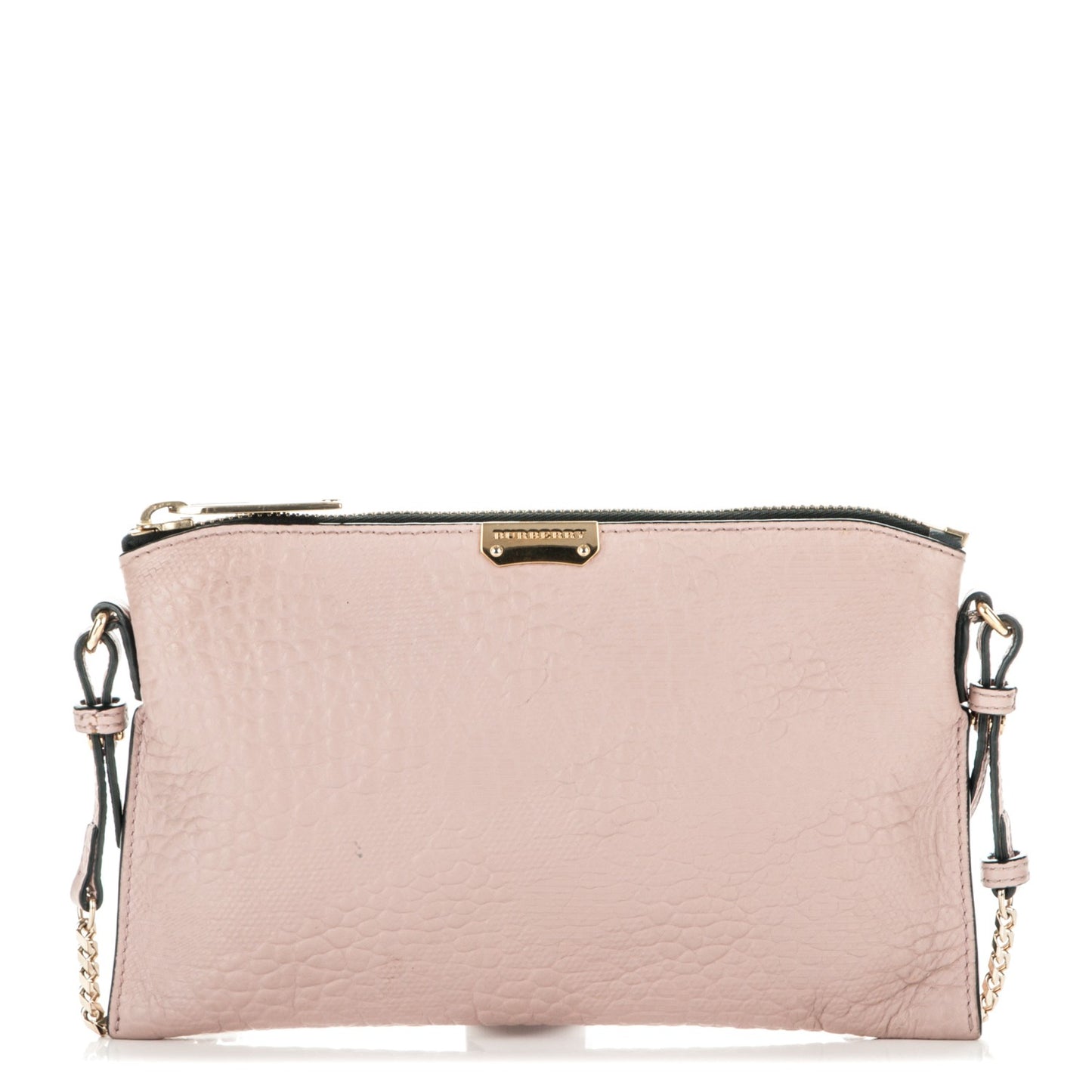 Signature Grain Calfskin Check Embossed Peyton Crossbody Clutch Bag Pale Orchid