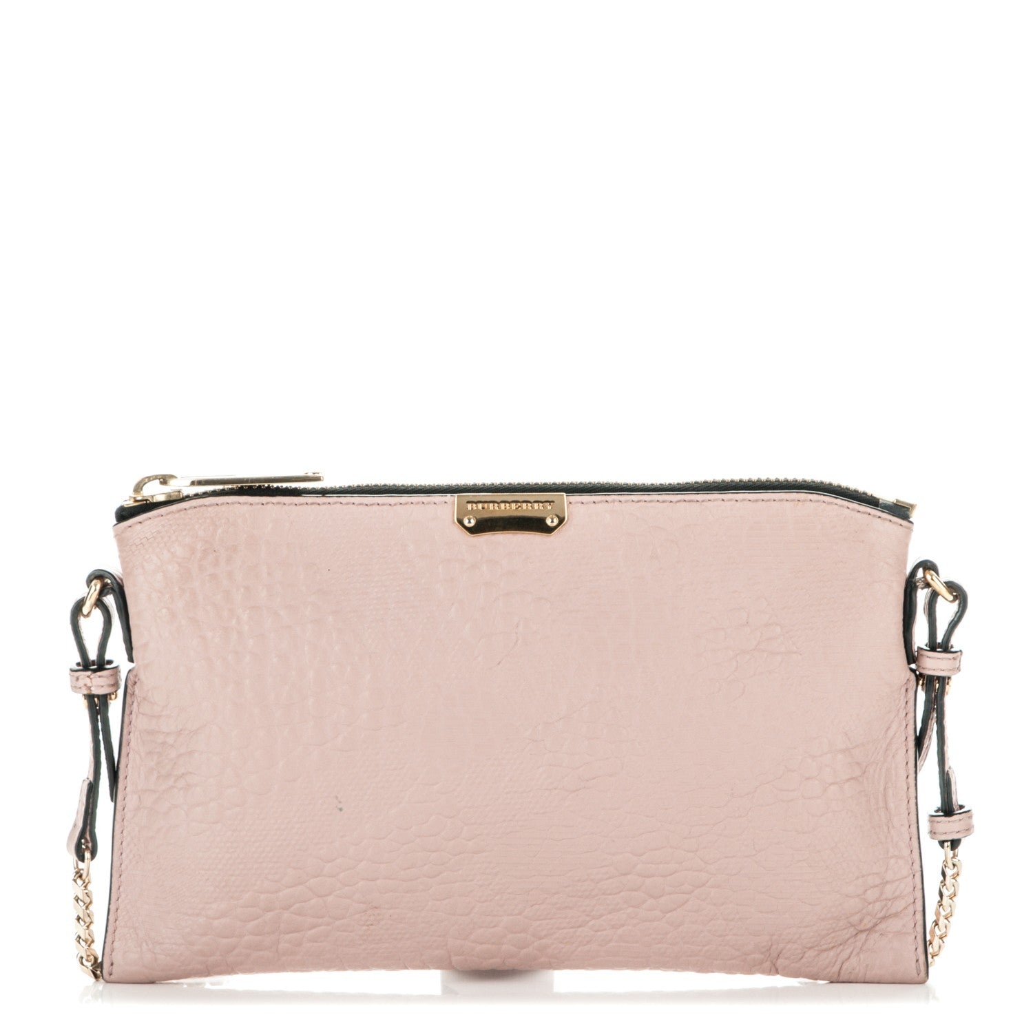 Burberry Signature Grain Calfskin Check Embossed Peyton Crossbody Clutch Bag Pale Orchid 1 of 6