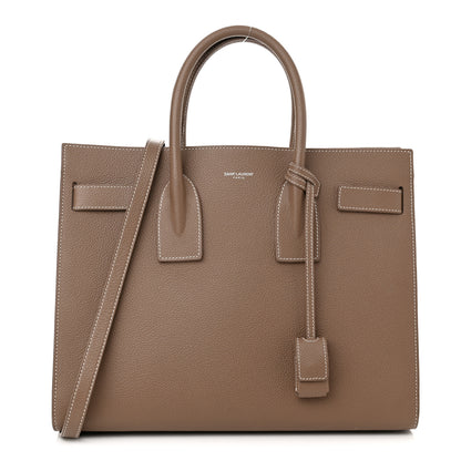Saint Laurent Grained Calfskin Topstitch Small Classic Sac De Jour Taupe 1 of 16