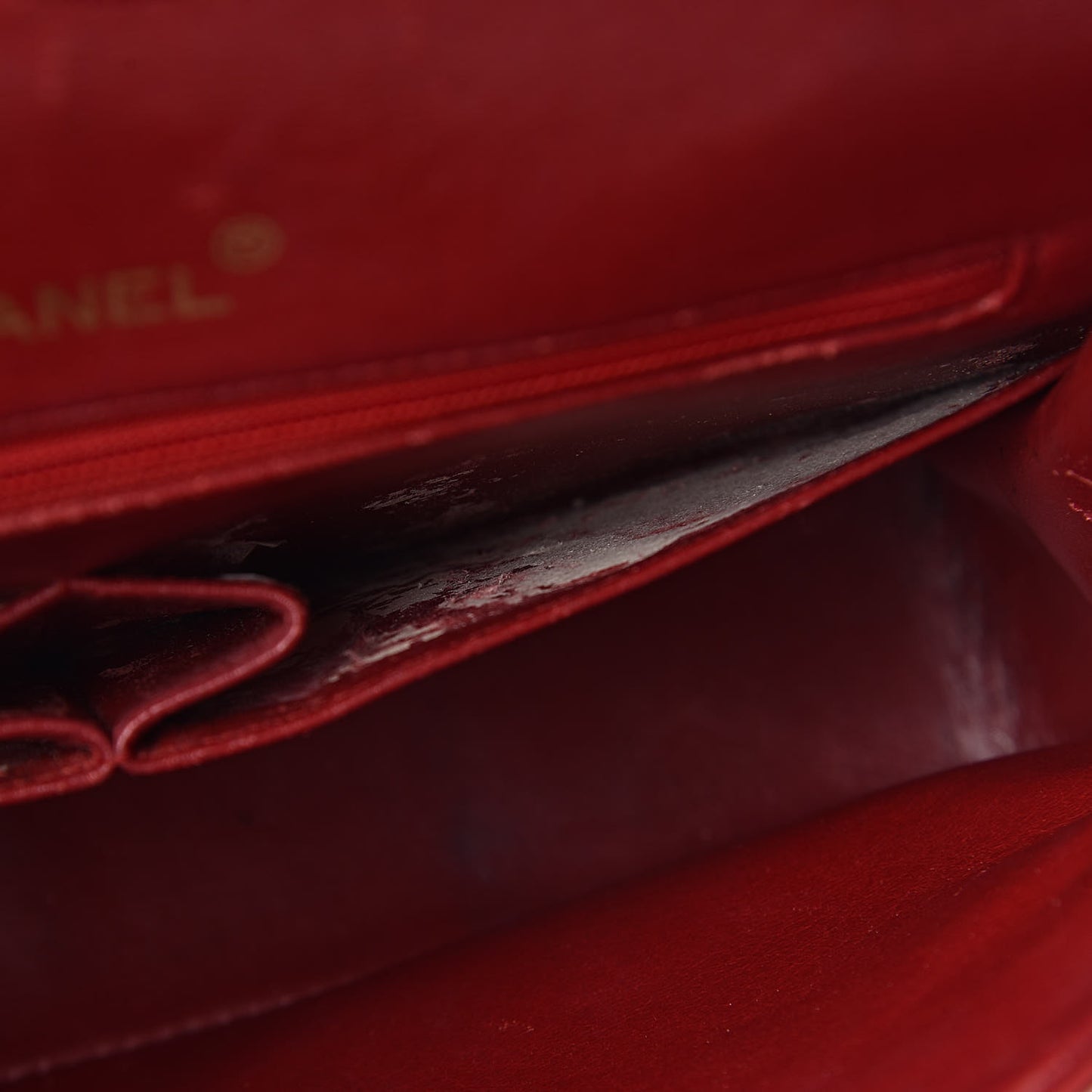 Lambskin Quilted Medium Double Flap Red