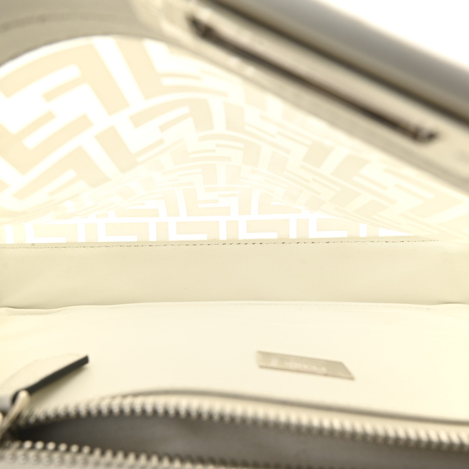 Fendi PVC Glass Vitello Seta Shiny Nappa Plexiglass FF Medium Peekaboo Iconic Satchel White Ice 5 of 15