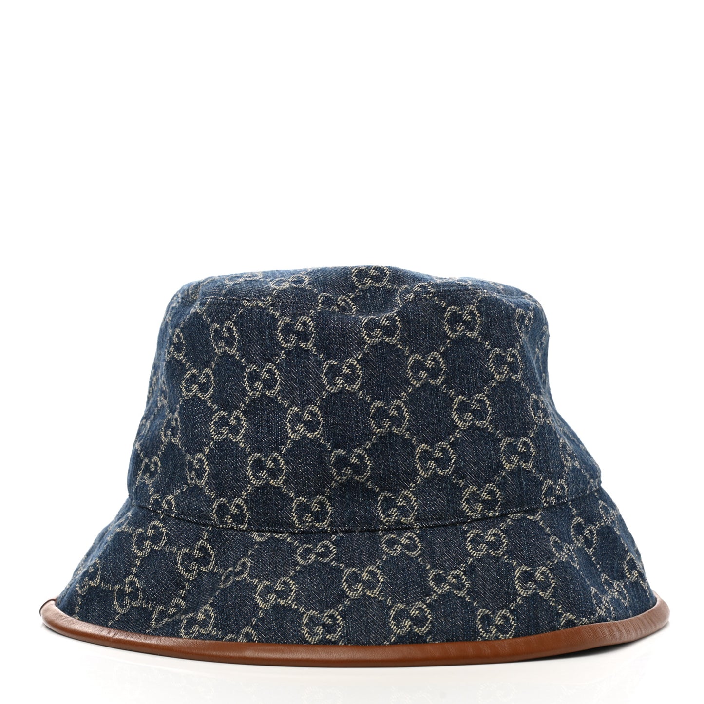 Washed Jacquard Denim Nappa GG Monogram Oscar Bucket Hat XXL Denim Cuir