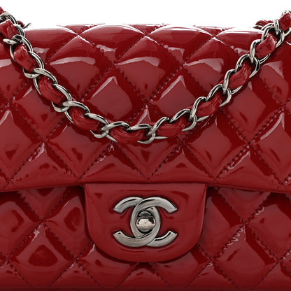 Chanel Patent Calfskin Quilted Mini Rectangular Flap Dark Red 8 of 11