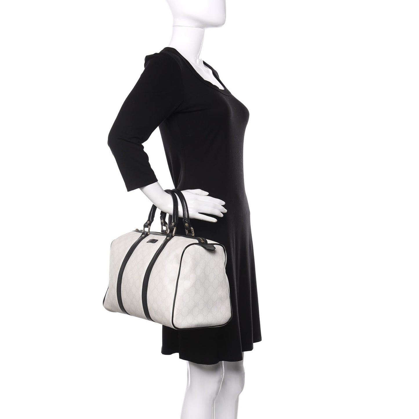 GG Plus Monogram Medium Joy Boston White Black