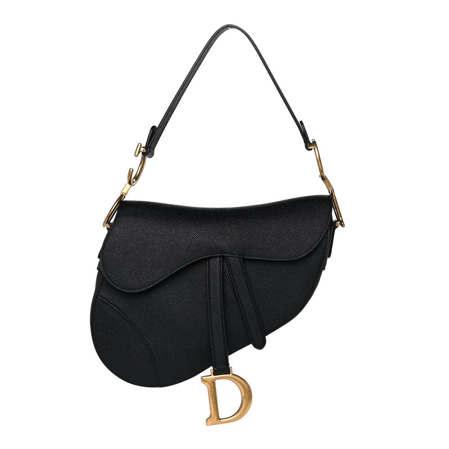 Grained Calfskin Saddle Bag Black
