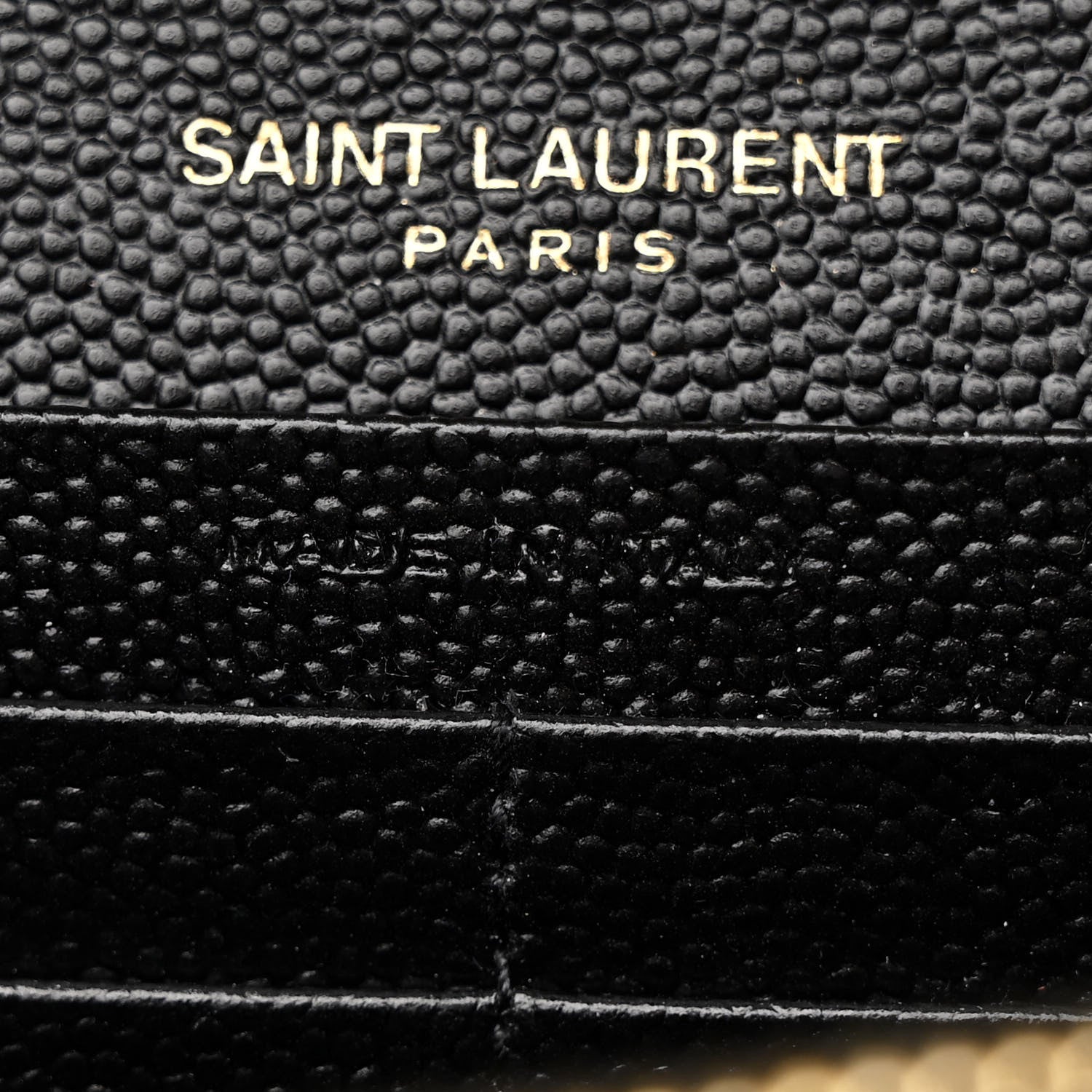 Saint Laurent Grain De Poudre Matelasse Chevron Monogram Chain Wallet Black 8 of 12