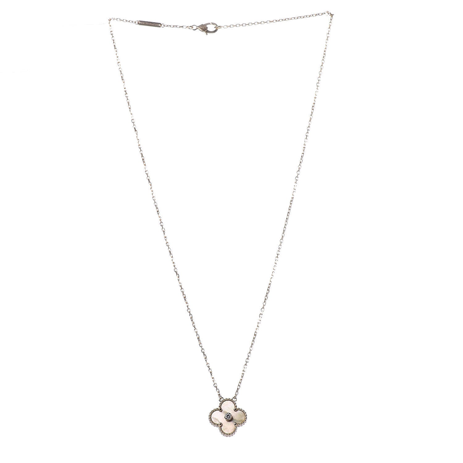 Van Cleef & Arpels 18K Yellow Gold Diamond Yellow Mother of Pearl Vintage Alhambra Pendant Necklace 3 of 8