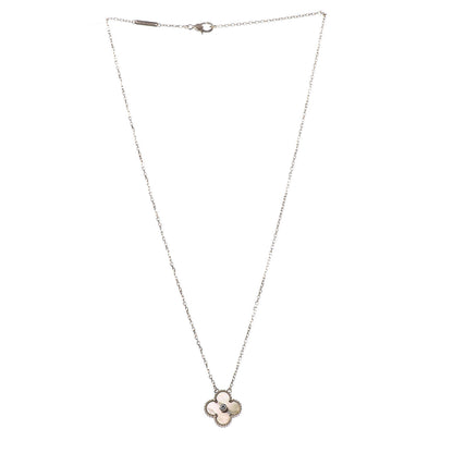 Van Cleef & Arpels 18K Yellow Gold Diamond Yellow Mother of Pearl Vintage Alhambra Pendant Necklace 3 of 8