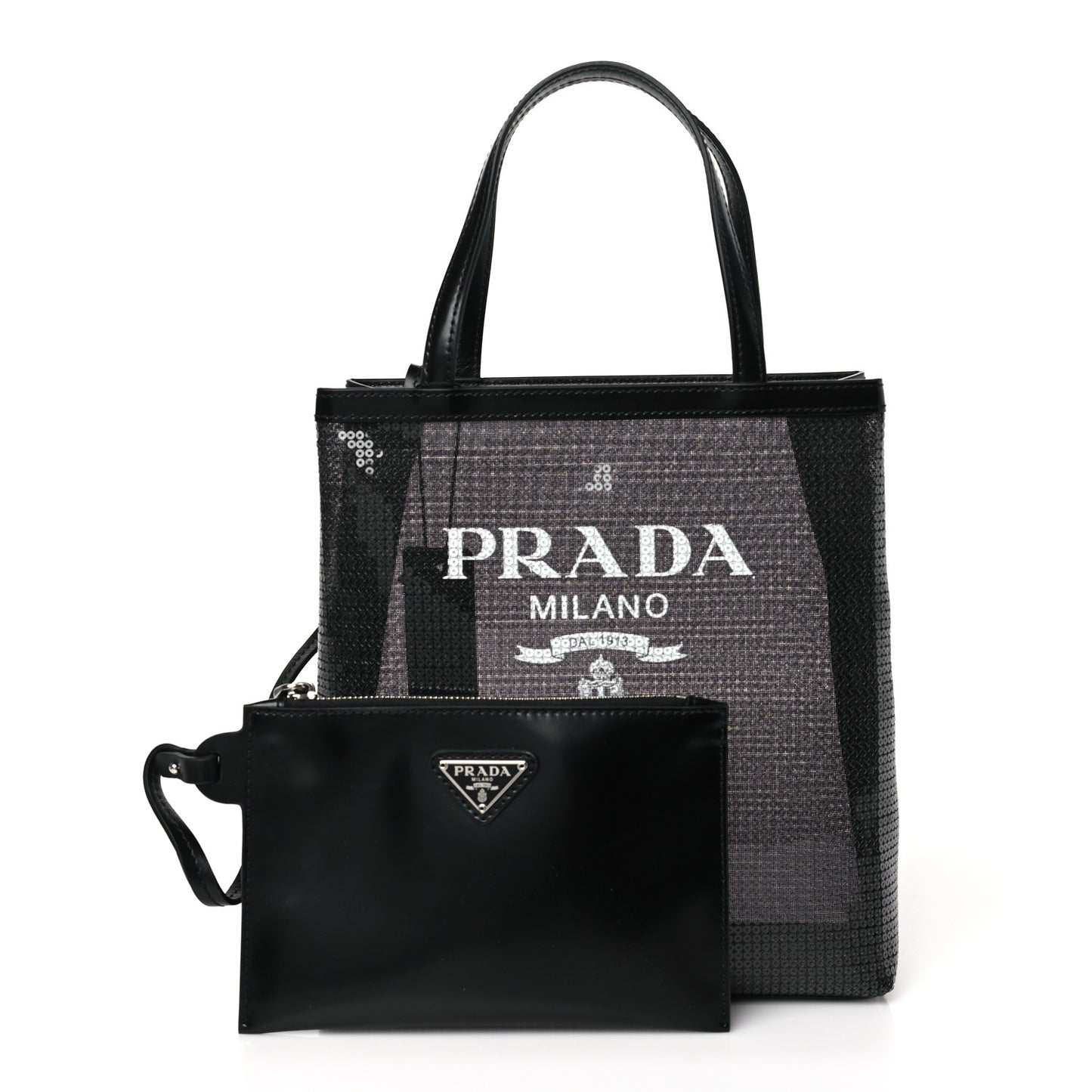 Sequin Rete Paillettes Small Tote Bag Black