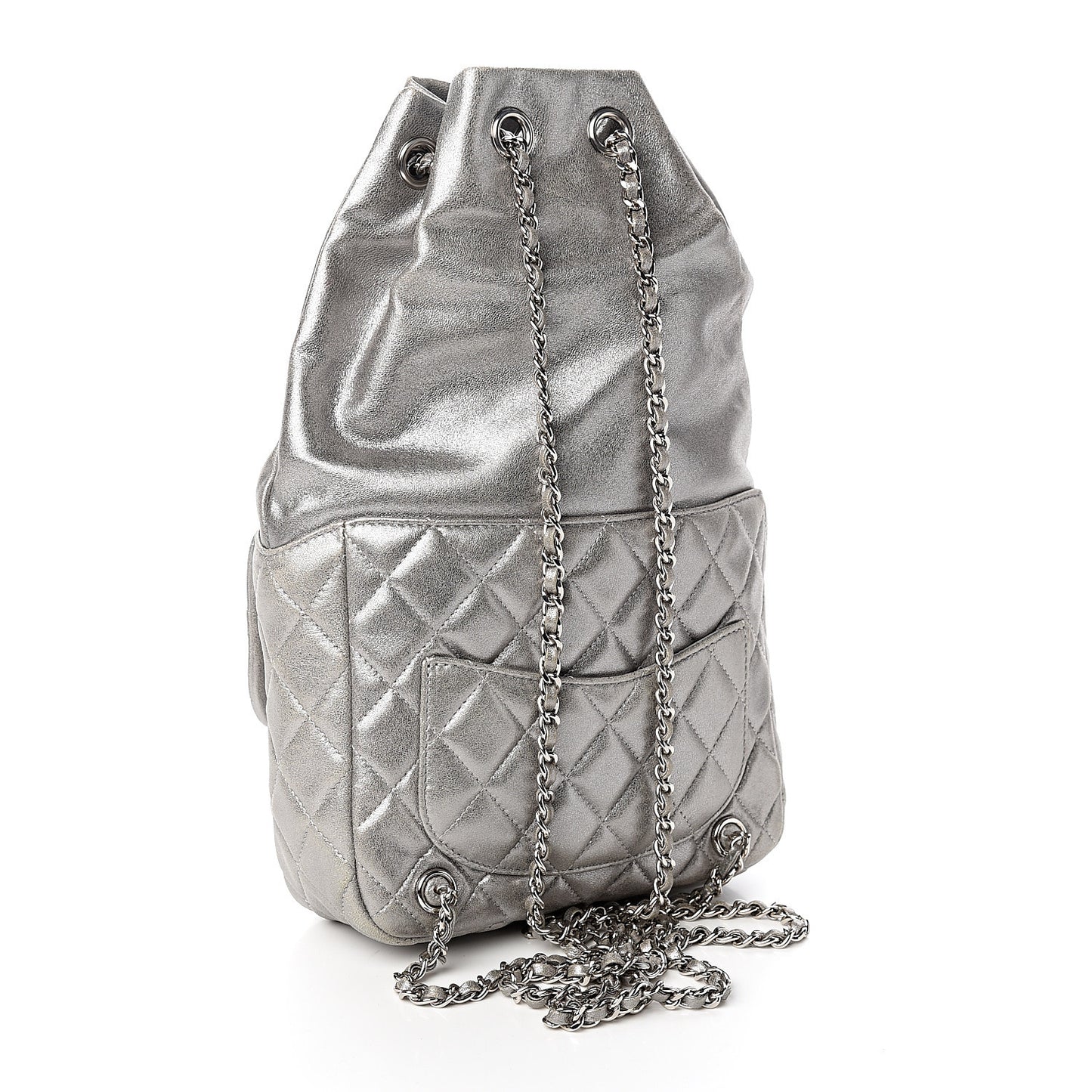 Metallic Lambskin Quilted Small In Seoul Backpack Silver