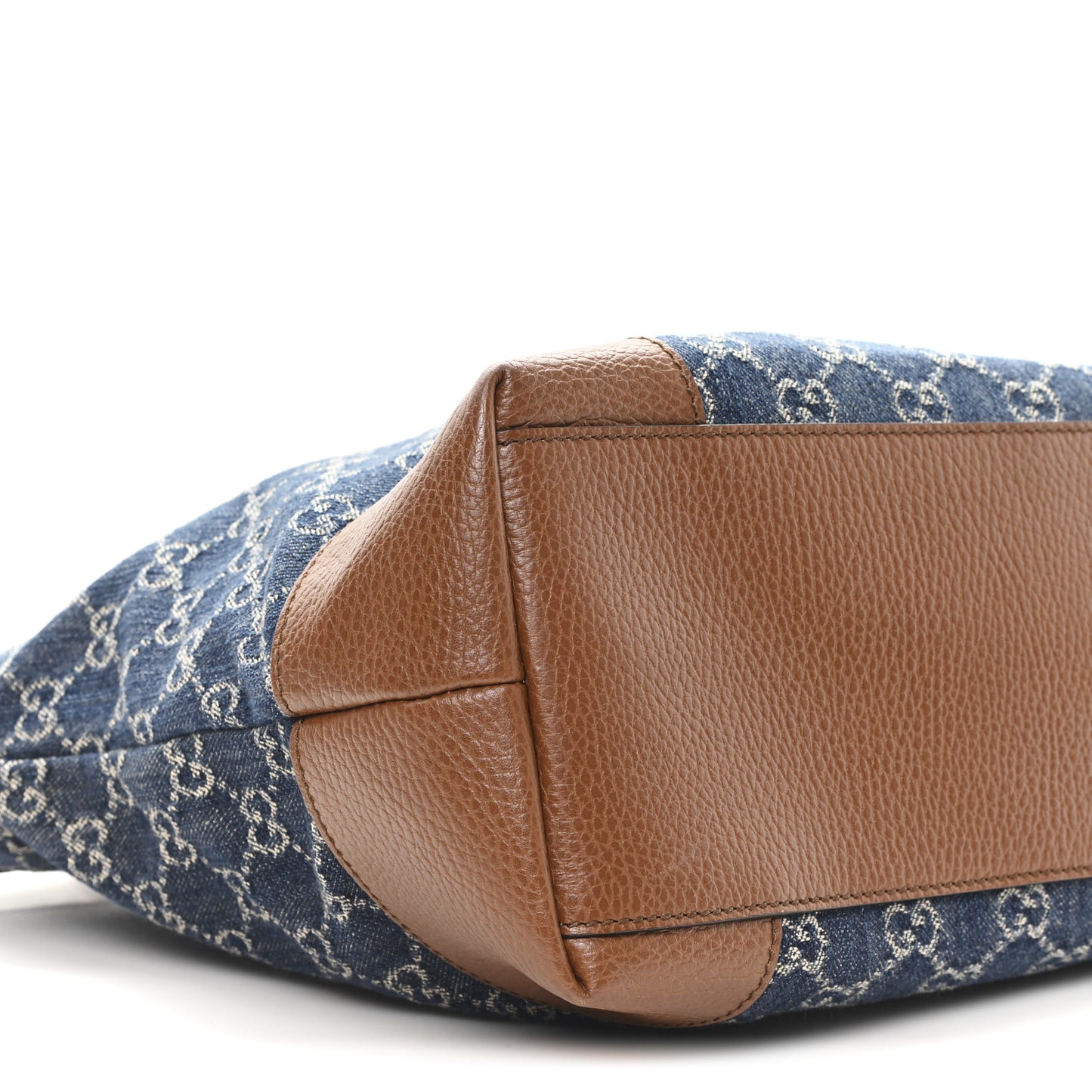 New Denim GG Monogram Medium Ophidia Shopping Tote Blue Tea Cuir