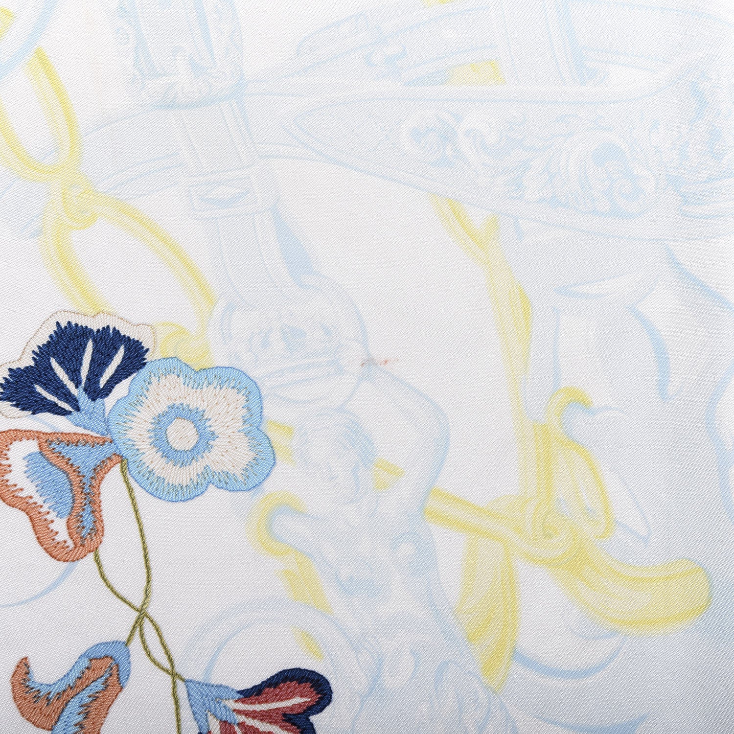 Hermes Silk Brides Fleuries Scarf 90 White Bleu Pale 2 of 4