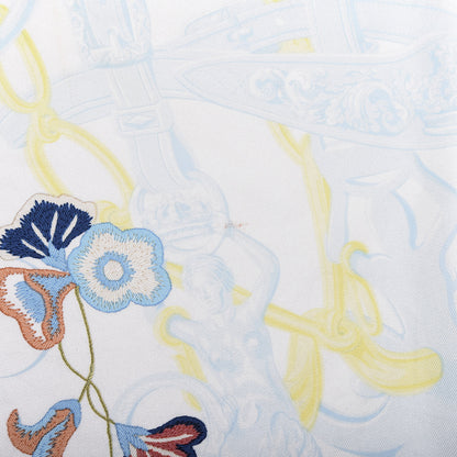 Hermes Silk Brides Fleuries Scarf 90 White Bleu Pale 2 of 4