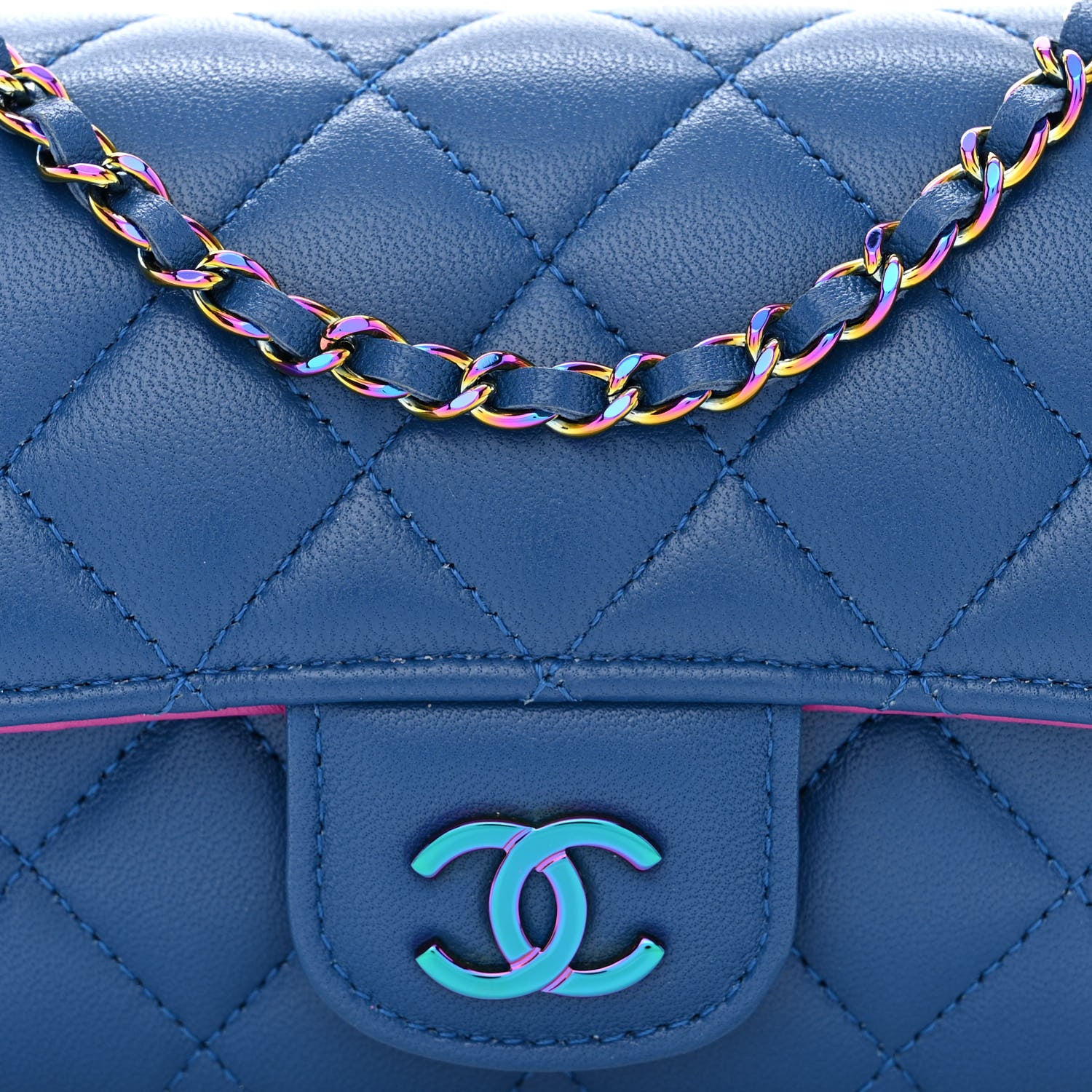 Chanel Lambskin Quilted Glasses Case with Chain Dark Blue 10 of 12