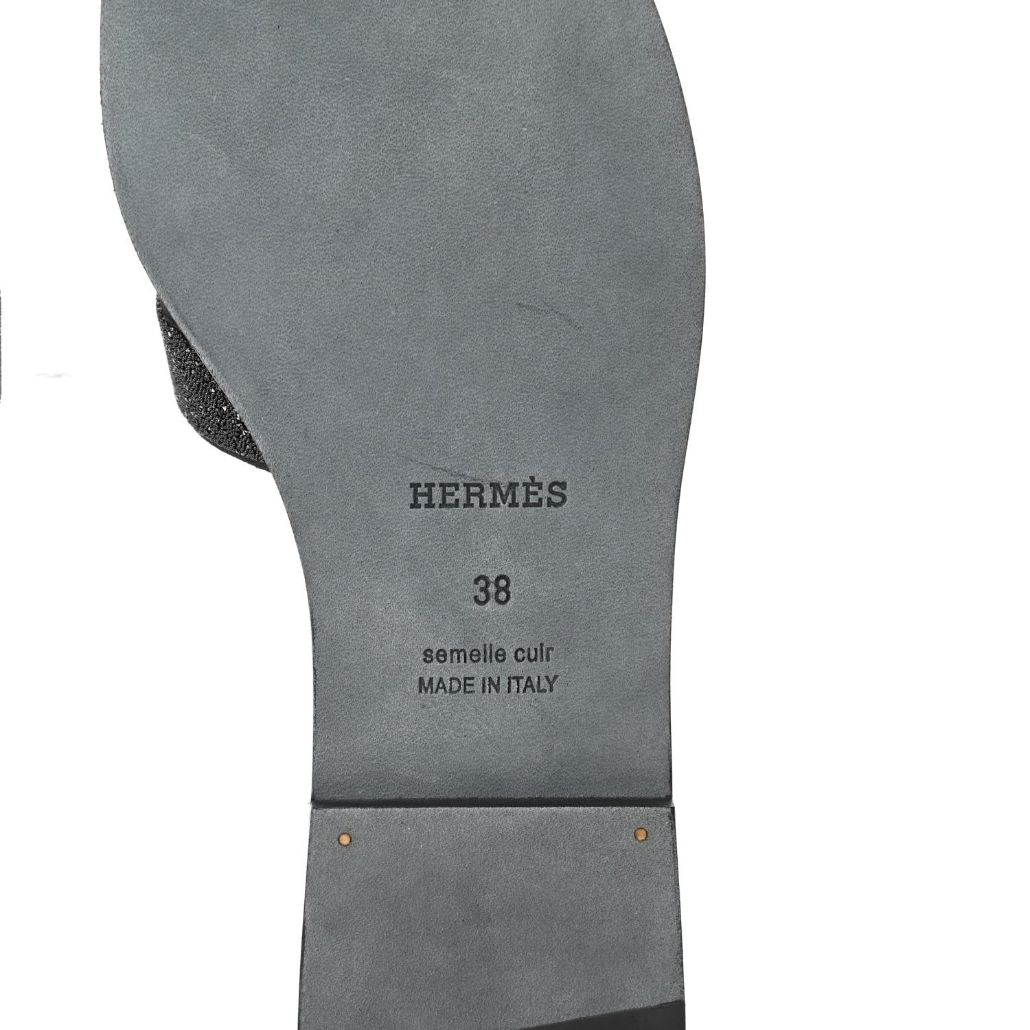 Hermes Suede Goatskin Crystal Powder Oran Sandals 38 Black 6 of 9