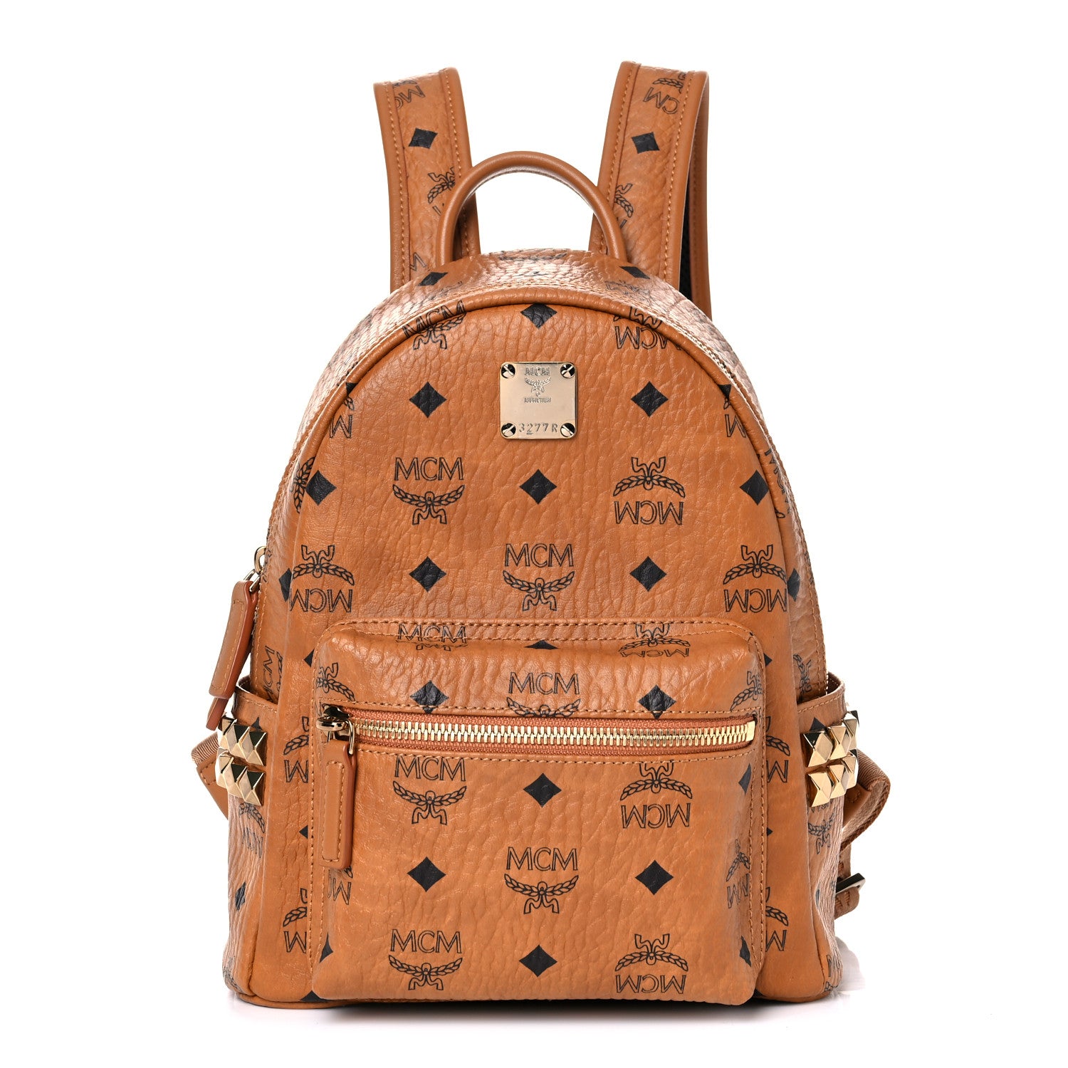 MCM Visetos Side Stud Mini Stark Backpack Cognac 1 of 12
