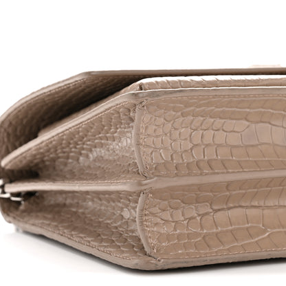 Saint Laurent Calfskin Crocodile Embossed Medium Monogram Sunset Dusty Grey 9 of 16