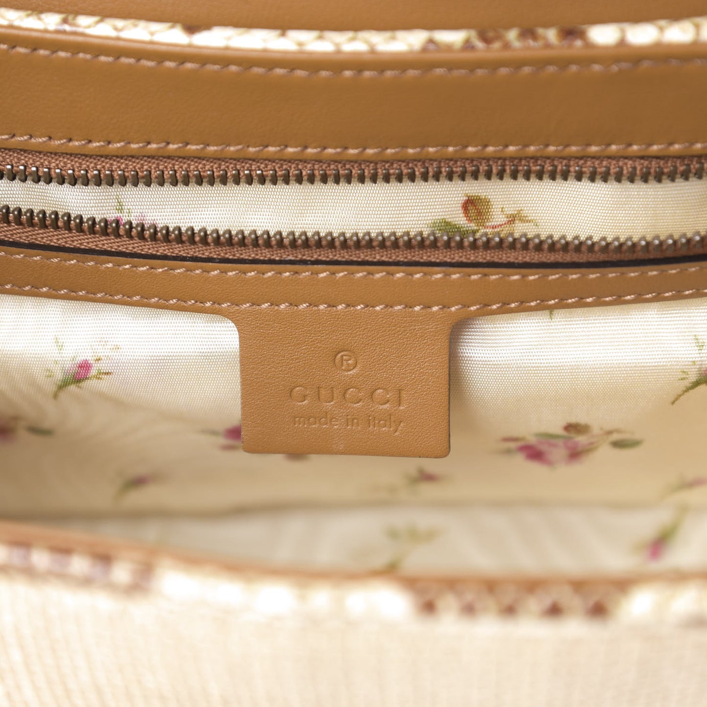 Raffia Elaphe Matelasse Small GG Marmont Shoulder Bag Natural Cream Brown