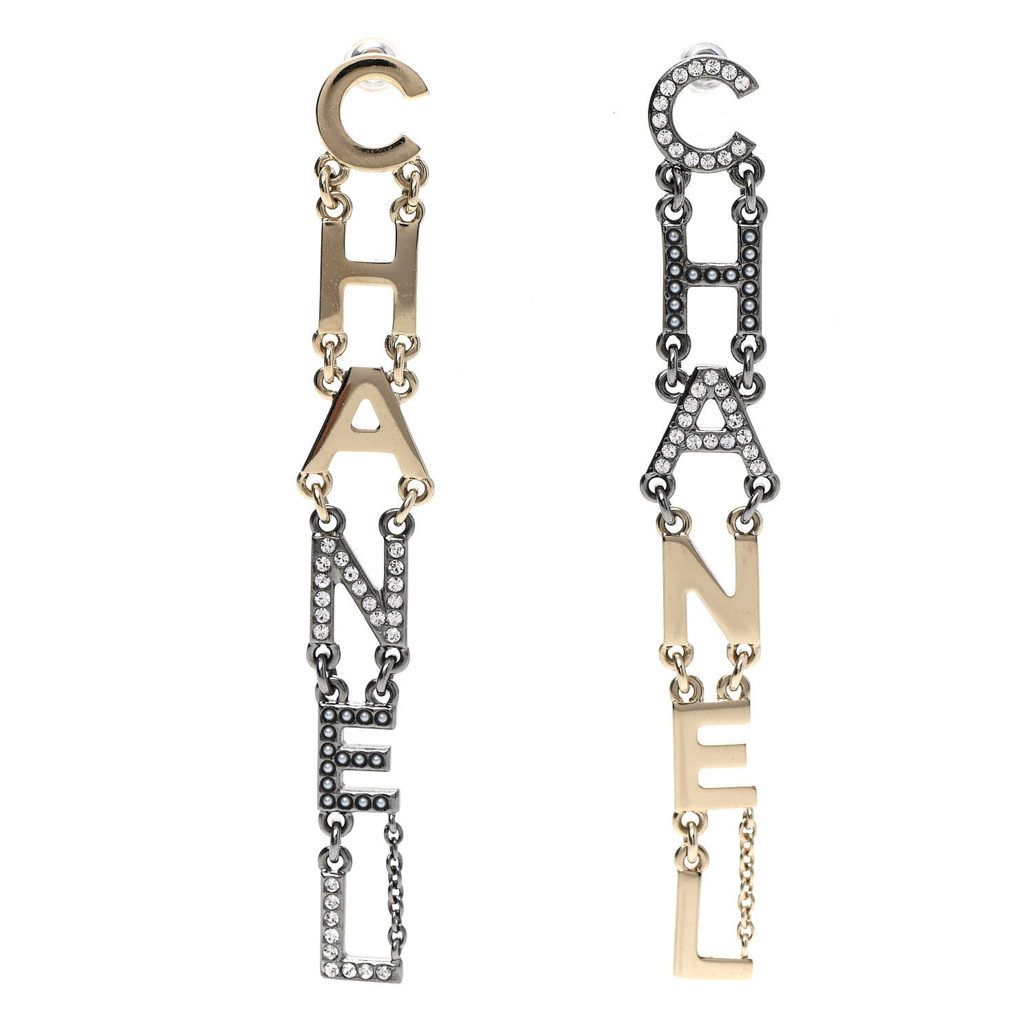 Chanel Crystal Pearl Chanel Bright Young Things Earrings Gold Ruthenium 1 of 4