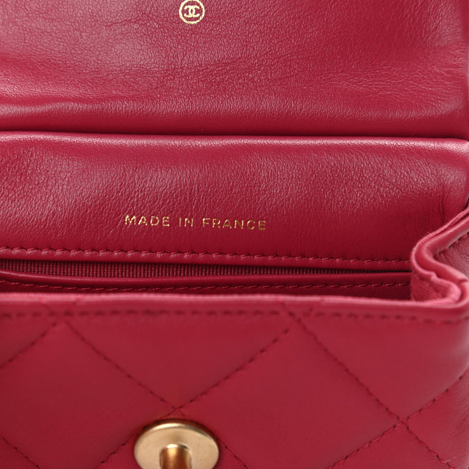 Chanel Calfskin Quilted Lady Handle Flap Card Holder With Chain Dark Pink 7 of 12