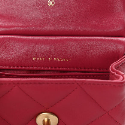 Chanel Calfskin Quilted Lady Handle Flap Card Holder With Chain Dark Pink 7 of 12