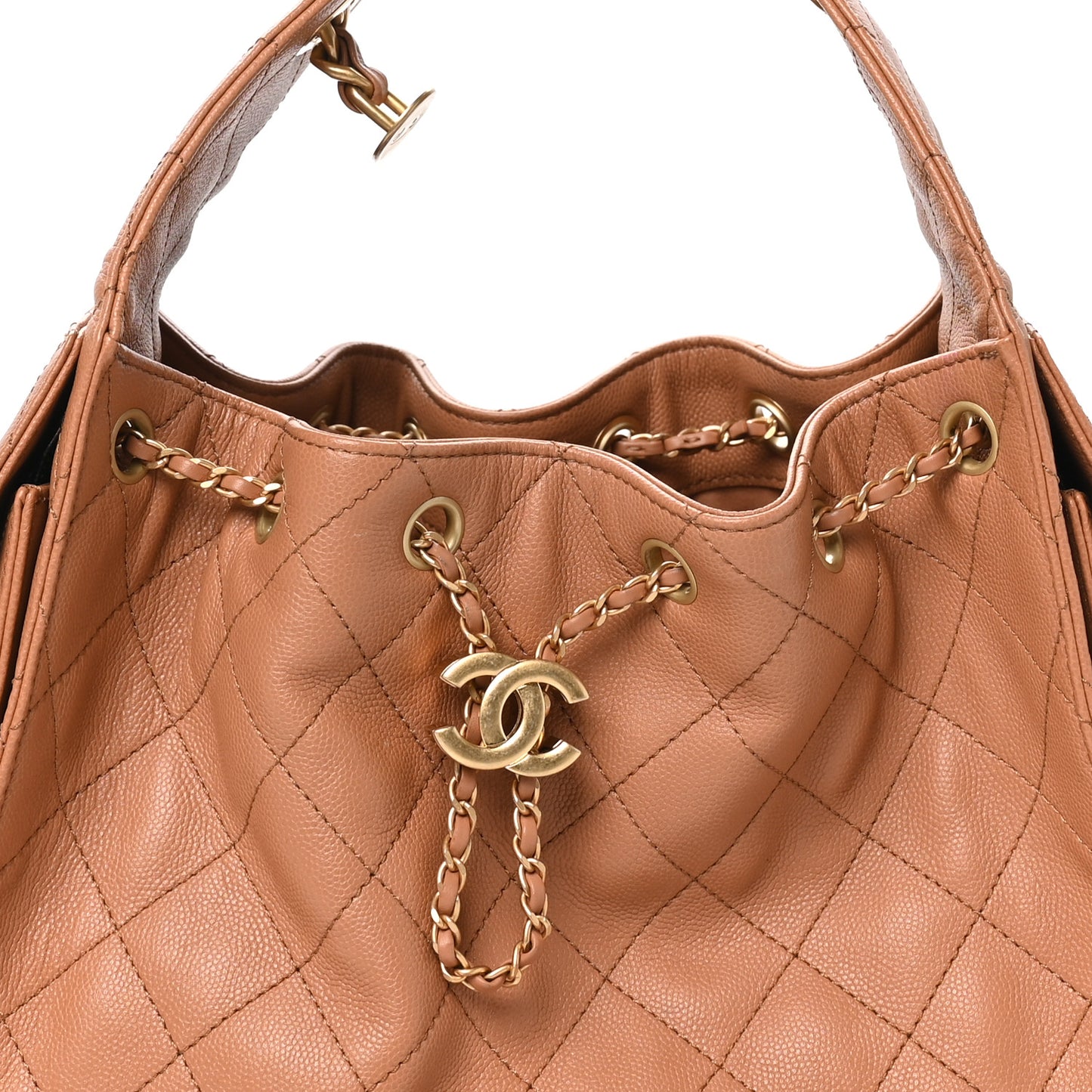Caviar Quilted Small Chanel 25 Handbag Brown