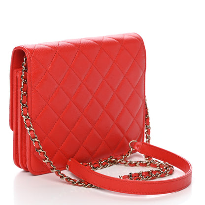 Chanel Caviar Quilted Square Wallet On Chain WOC Red 3 of 11