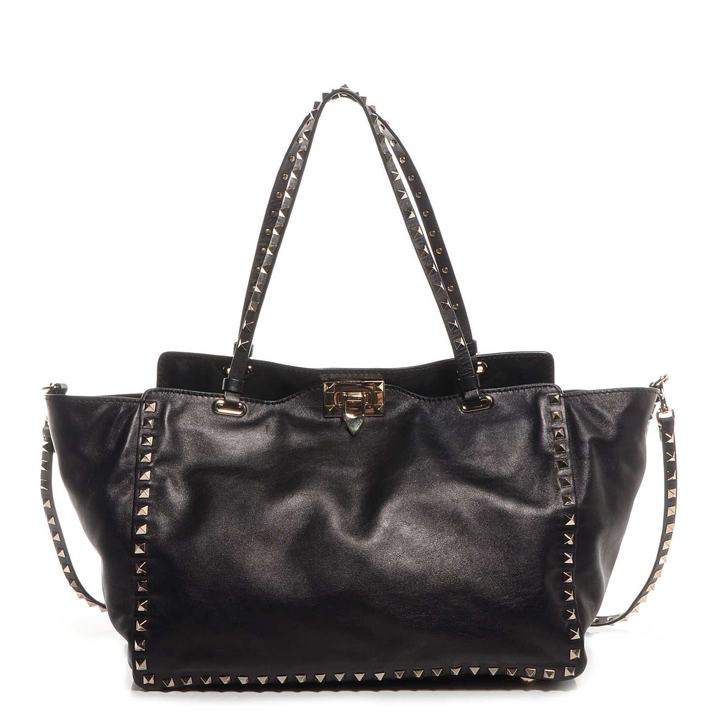 Vitello Medium Rockstud Tote Black